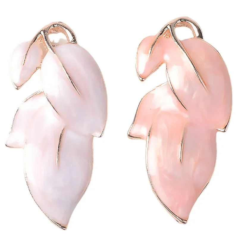 

WZNB 10Pcs 19x39mm Enamel Leaf Charms Leaves Alloy Pendant for Jewelry Making Handmade Bracelet Necklace Diy Accessories