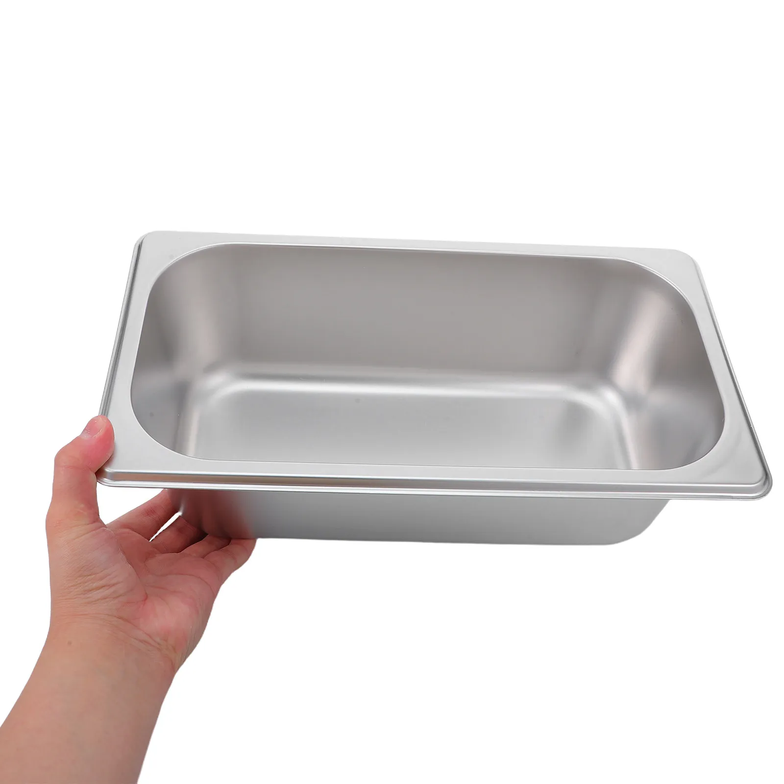 

3 Pcs Steam Pan Tray Food for Catering Chafing Dish Pans Buffet Hotel Anti-jamming 4 Inch Depth Metal