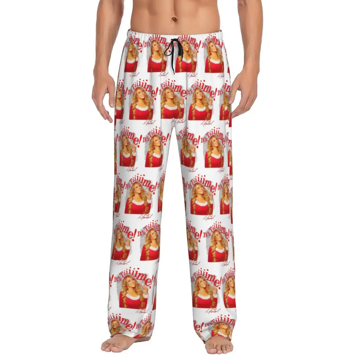

Custom Mariah Carey Official It's Time 30th Anniversary Pajama Pants Men Sleepwear Sleep Lounge Bottoms with Pockets