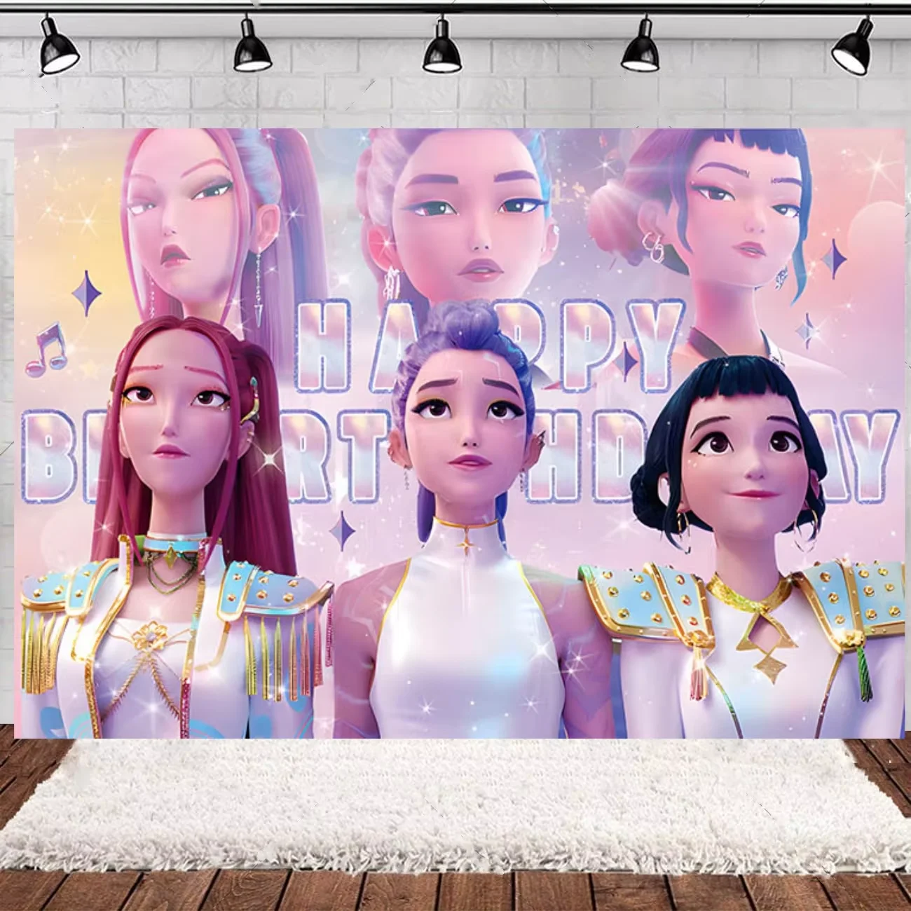 Kpops شيطان هنتي خلفية حفلة عيد ميلاد ديكور الساخن KPop فتاة شيطان هنتي خلفية ملصق عيد ميلاد الأطفال كابينة تصوير الدعامة