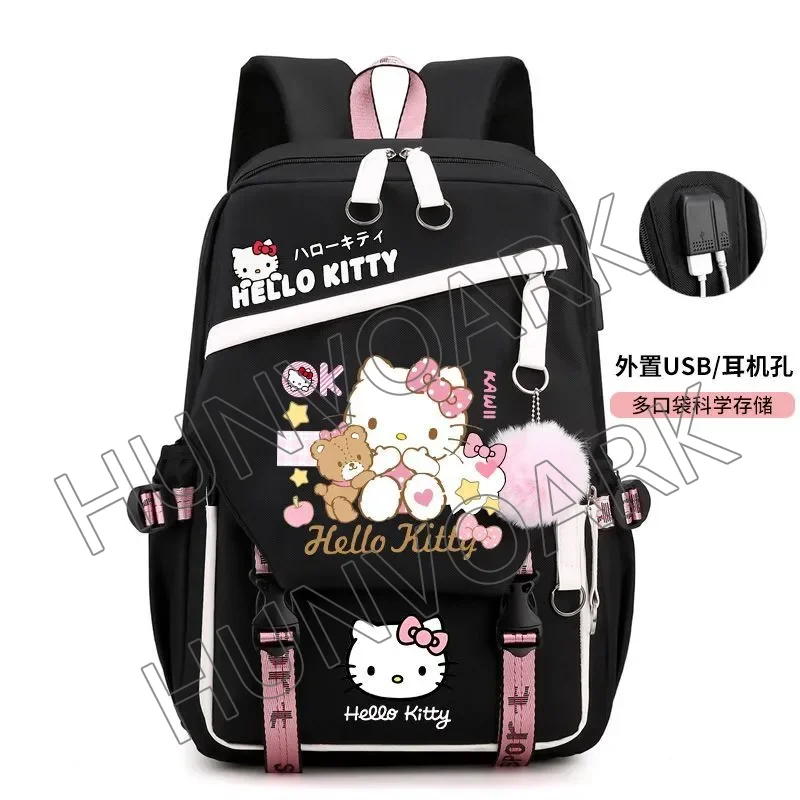 Kawaii Hello Kitty Backpack for Girls School Bags Portability Teens College Student Large Travel Shoulder Bag Mochilas Escolares