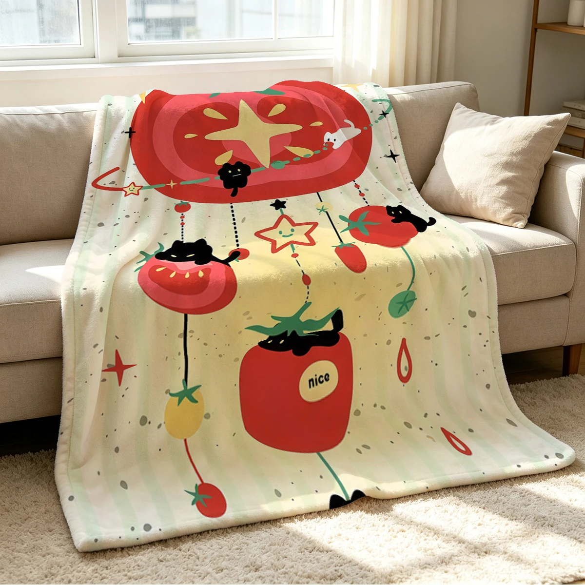Tomato Charm Blanket Soft Cozy Throw for Sofa Bed Festive Holiday Decor Gift for Kids and Adults,Lightweight and Warm