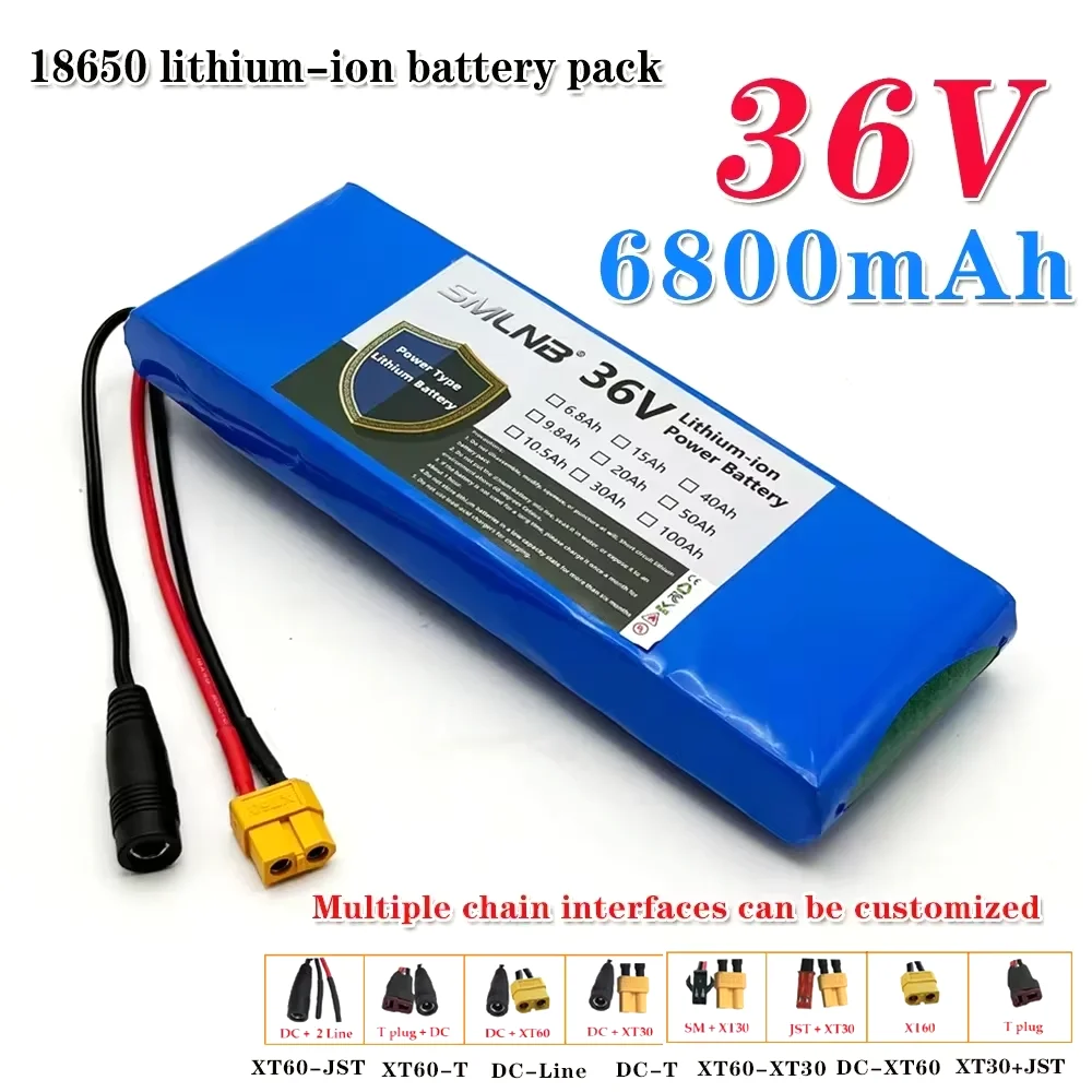 100% New 36V 6800mAh 18650 lithium-ion rechargeable battery pack 10S1P  20A with BMS scooter and bicycle