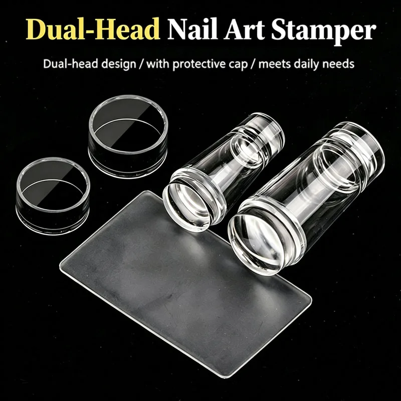 New Transparent Nail Stamper with Scraper Silicone Nail File Nails Art Stamp  French Tip Tool Nail Stamping Tool MJMB02