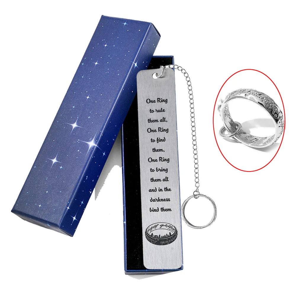 1pc marcadores de metal fantasia (caixa de presente) para amantes de livros, anéis de alto valor, folhas de elfo, fãs de livros góticos, presentes da academia escura