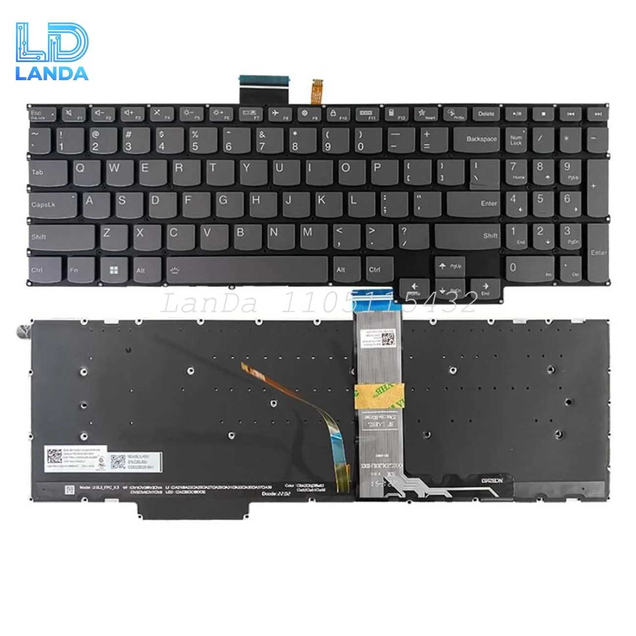 

Клавиатура для Lenovo Pro 16IHU 2021 Pro16 Pro 16ACH 2021, серая, США, с подсветкой