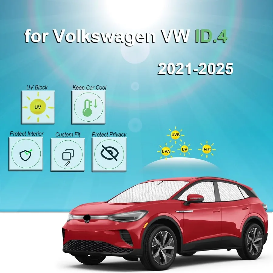 8 قطعة رشاقته كامل نافذة ظلال الشمس ل Volkswagen VW ID.4 20212025 اكسسوارات نافذة السيارة يغطي ظلة لجانب الزجاج الأمامي #2