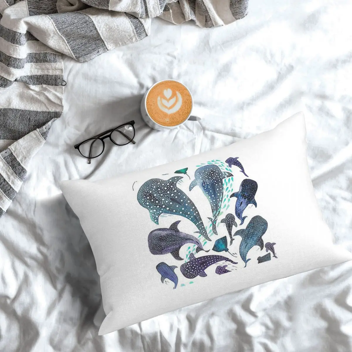 Whale Shark, Ray And Sea Creature Play Rectangle Pillowcase Cushion Cover Decorative Bedroom Bed Home Comfort Throw Pillow