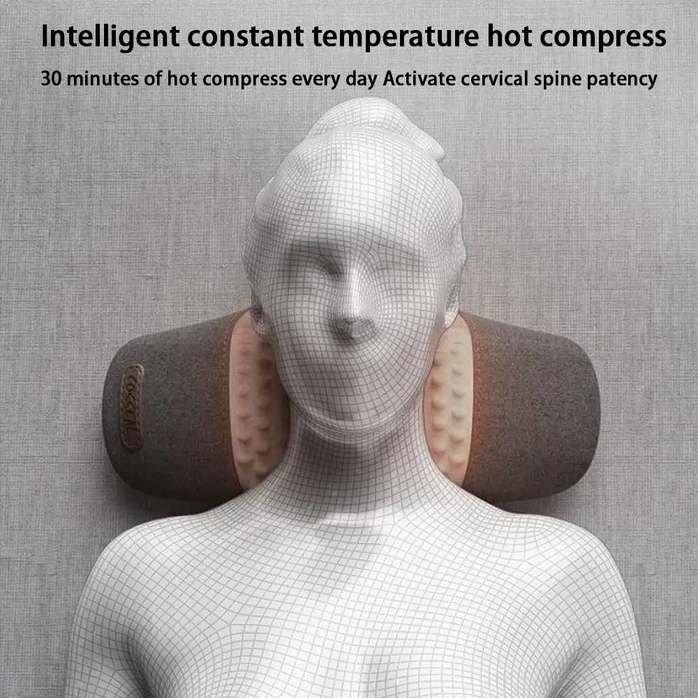 Memory Foam Electric Cervical Massager Traction Relax Sleeping Hot Compress Vibration Cervical Pillow Neck Guard Pillow