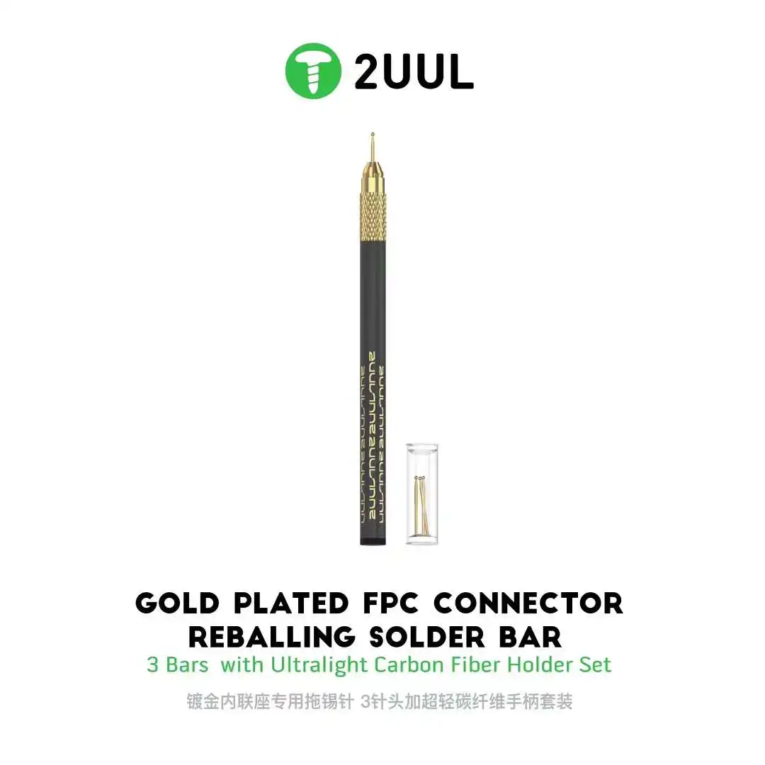 2UUL SC98 Gold Plated FPC Connector Reballing Solder Bar For Mobile Phone PCB Maintenance Fast Tinning Carbon Fiber Holder Set