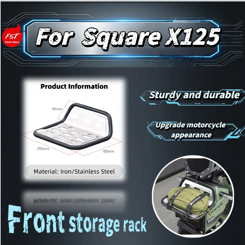 Fit  Square X125 Scooter Stainless Steel Front Luggage Rack Head Shelf Waterproof Head Storage Bag Mod Parts