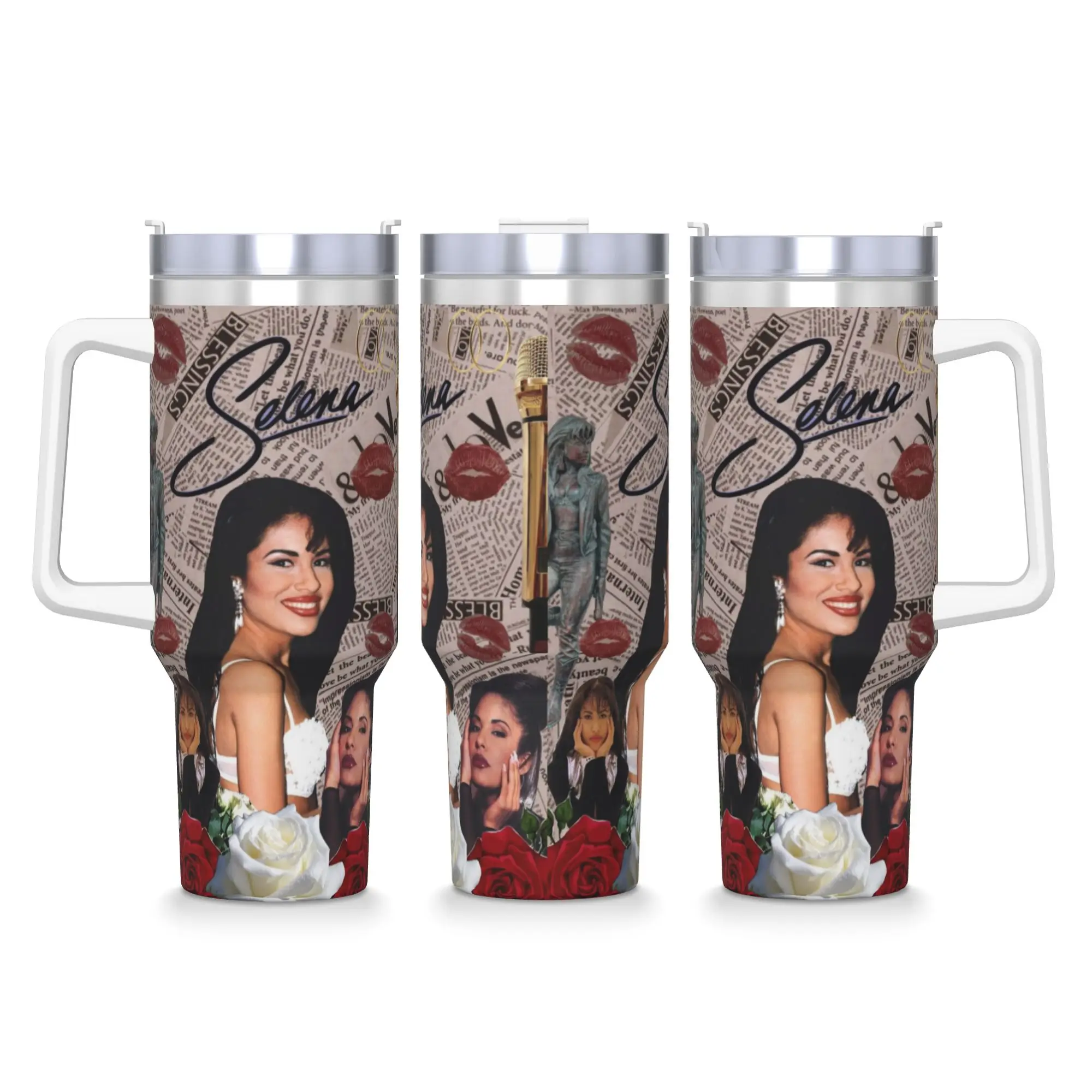 Singer Selena Gomez I Said I Love You First  Mugs Cup Straws  Travel Cold Drink Water Bottle Keep Heat Large Capacity Coffee Mug