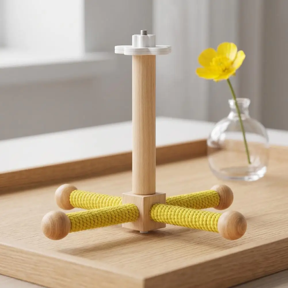 Bird Perch Stand with Toys Rotating Wood Bird Perch Toy Windmill Design Chew Toy Hanging Cage Accessory for Pet Birds Parrots