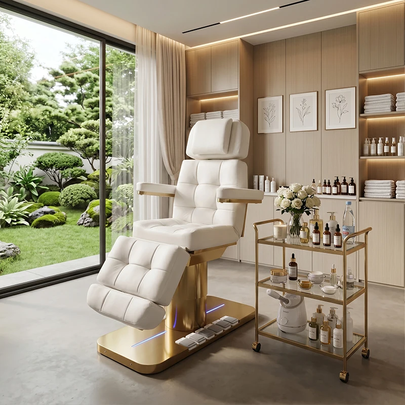 Elektrisch verstellbare Kosmetikliege mit mehreren Motoren für Salon und Spa, höhenverstellbare Schönheitspflege-Ausrüstung für Geschäftswachstum – Detail 11