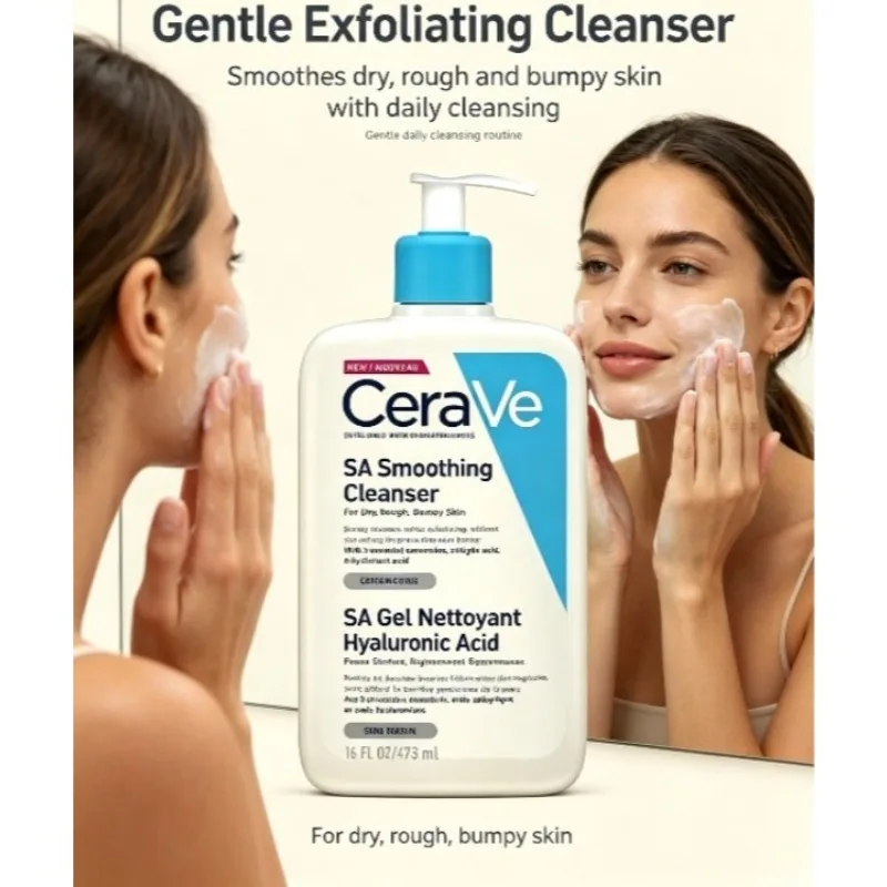 CeraVe SA Smoothing Cleanser 473ml Gentle Daily Wash with Ceramides for Dry Rough Bumpy Skin Care