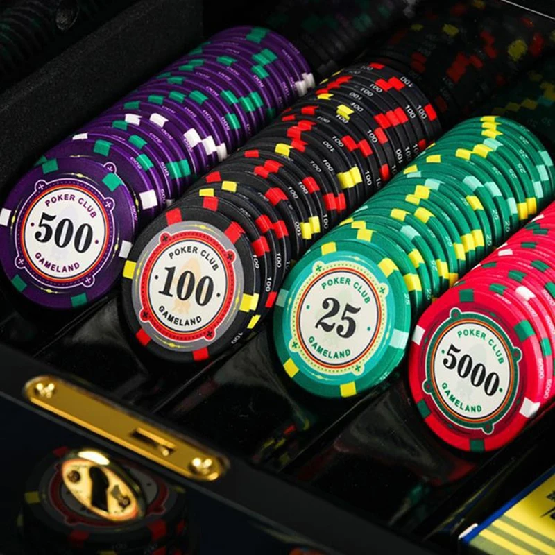 20pcs 43mm Texas Hold'em Ceramic Poker Chips, Professional with Face Value, Poker Chip Coins Board Game Table Games