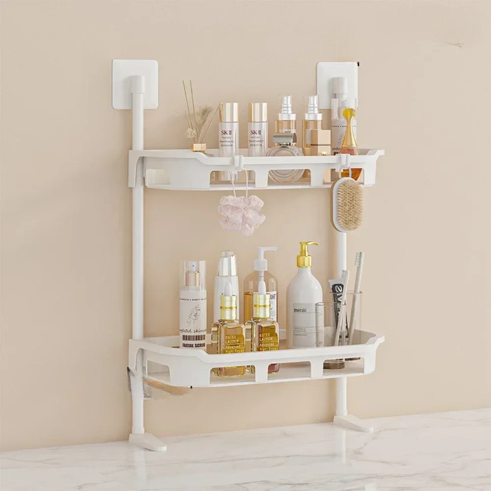 Wall Mounted Storage Rack Waterproof Versatile Hook Makeup Stand Household Multi-layer Bathroom Shelf Antirust Shower Organizer