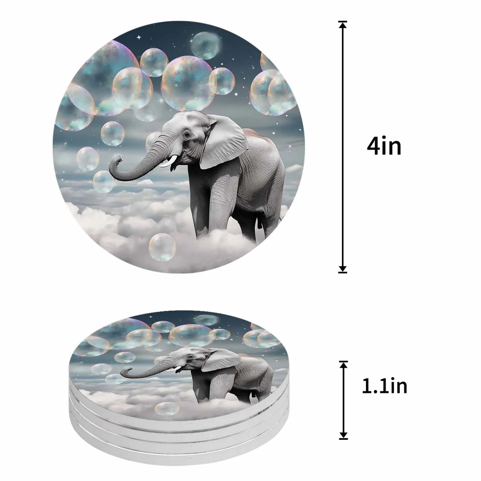 Elephant Dream Bubble Ceramic Coaster Set Kitchen Table Round Placemat Luxury Decor Coffee Tea Cup Coasters