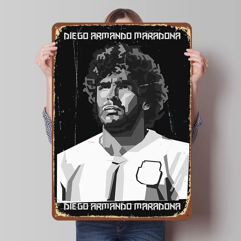 Maradona Playing Football Metal Poster Customized Wall Art Retro Vintage Tinplate Signs for Man Cave Coffee Bar Accessories Home