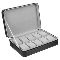Organizador de maletas para reloj con 10/12 ranuras, caja de reloj portátil con cremallera, pulseras, caja de exhibición multifuncional para hombres y mujeres