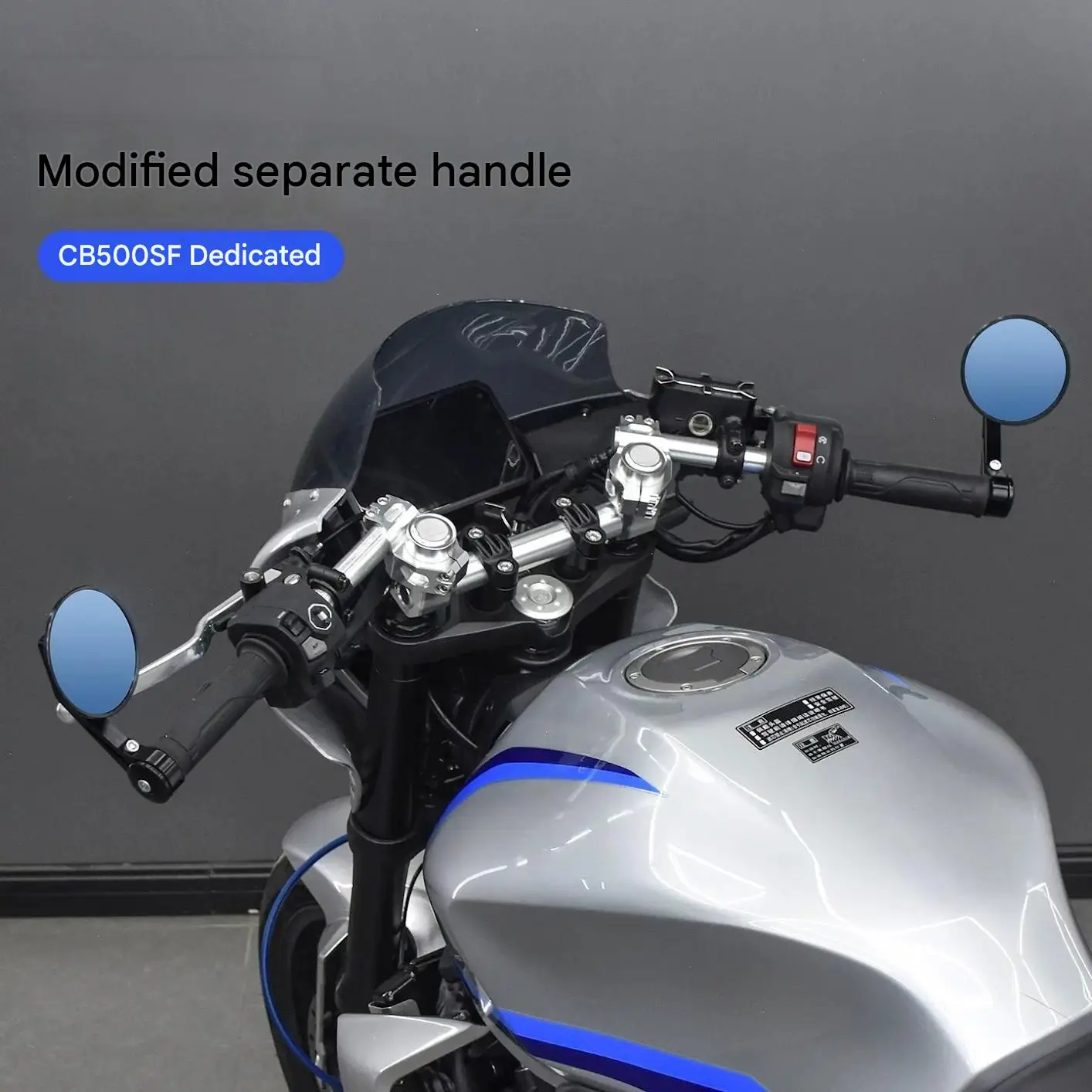 For Honda CB500SF Vintage Cafe Racer Split Handlebar Assembly Low Aggressive Stance Adjustable Angle Thickened Clamps for Custom