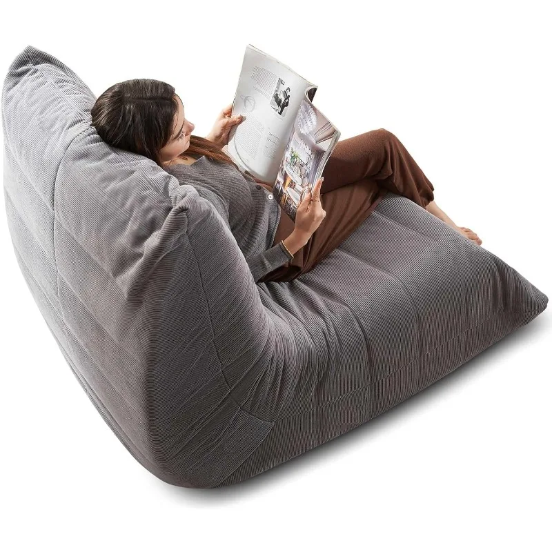 Sitzsack-Stuhl für Erwachsene, Togo-Sofa aus Memory-Schaum, Lazy Floor Sofa, ergonomisch gestalteter Kaminstuhl, multifunktional (hellgrau)