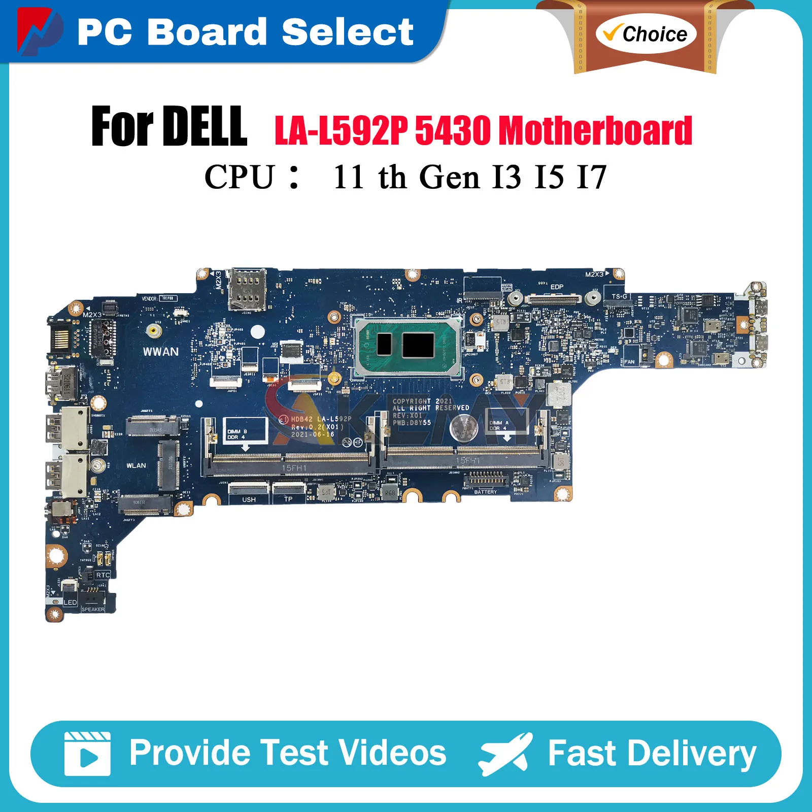 

Материнская плата для ноутбука Dell LATITUDE 5430 LA-L592P с процессором i5 i7-11th Gen CN-071H1D 05P0P9, протестирована нормально