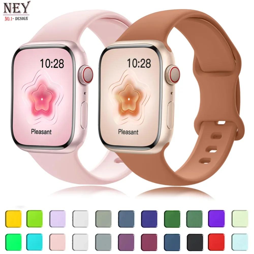 Silikonowe paski do zegarka Apple Watch 44 mm 40 mm 45 mm 41 mm oryginalna bransoletka 1:1 paski sportowe serii 8 7 se 3 4 5 6 9 ultra 2 49 mm
