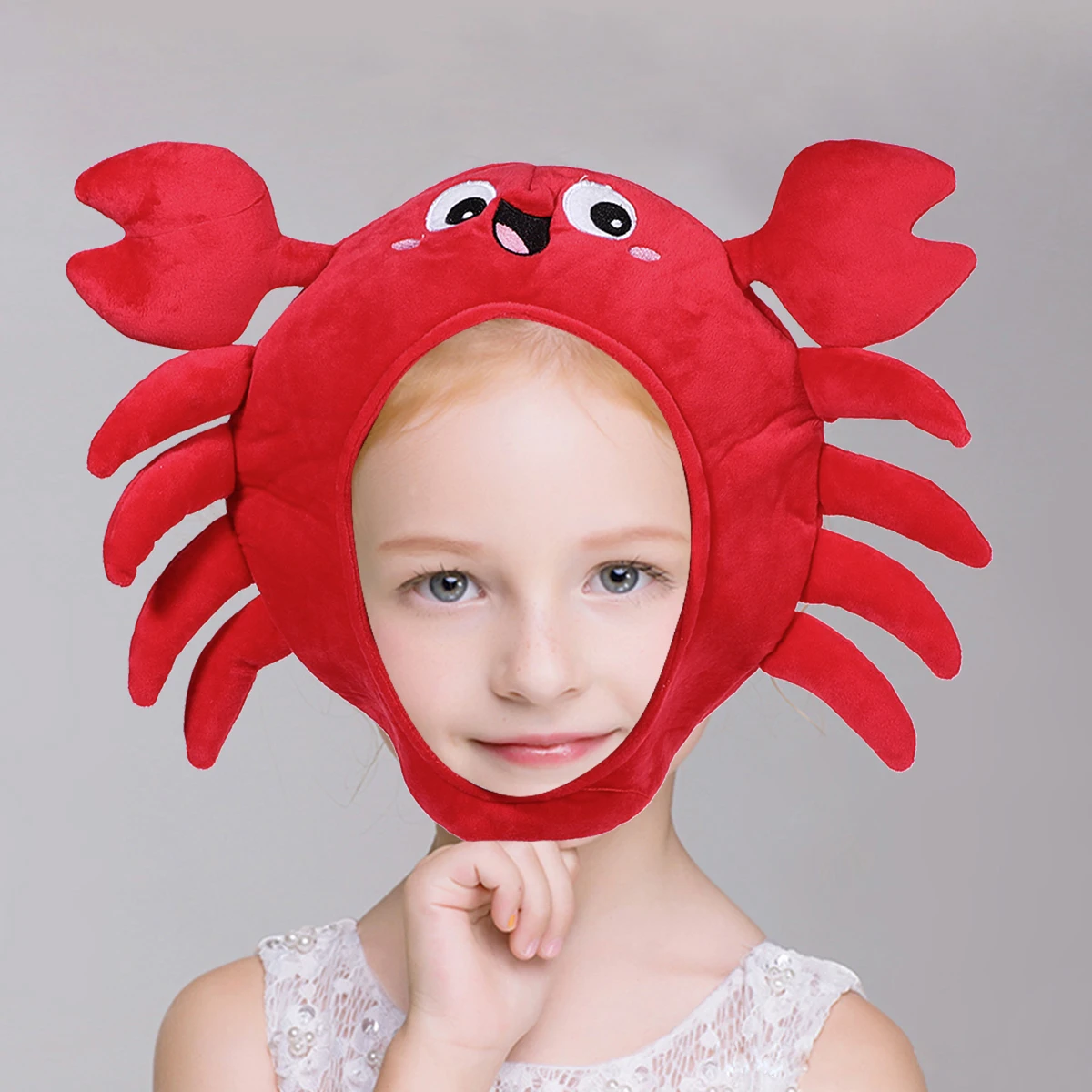 

Crab Party Hats Cartoon Cap Decorative Red CottonToddler 2Eyeballs 6Legs Costumes Props Photos Accessories Fun Wear