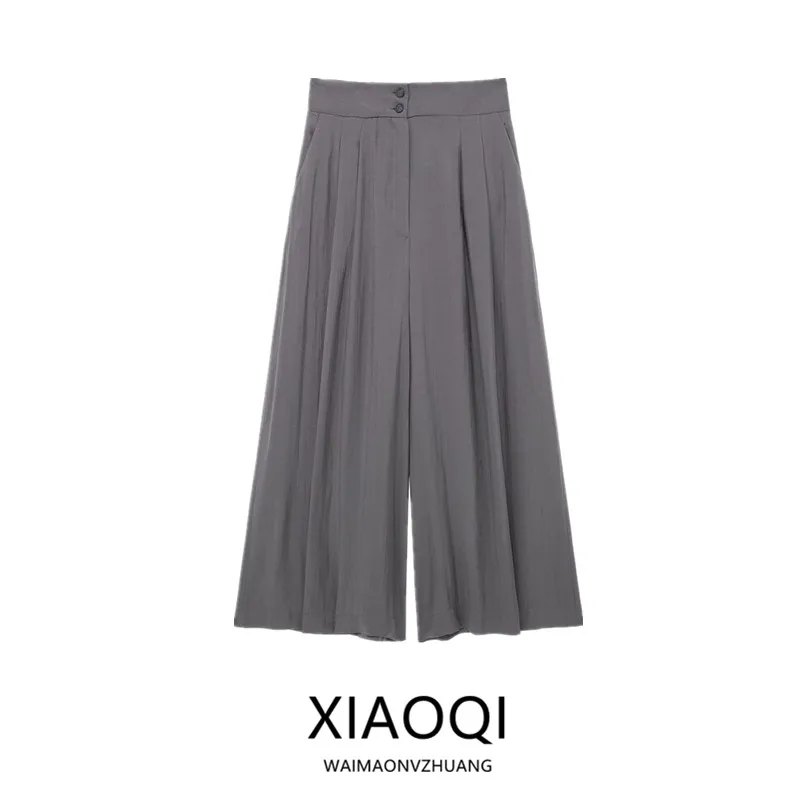 

Women's Versatile Mid-Waist Wide Leg Pleated Pants Summer New Sle Commute Thin Model Long Pants Ele Faionable