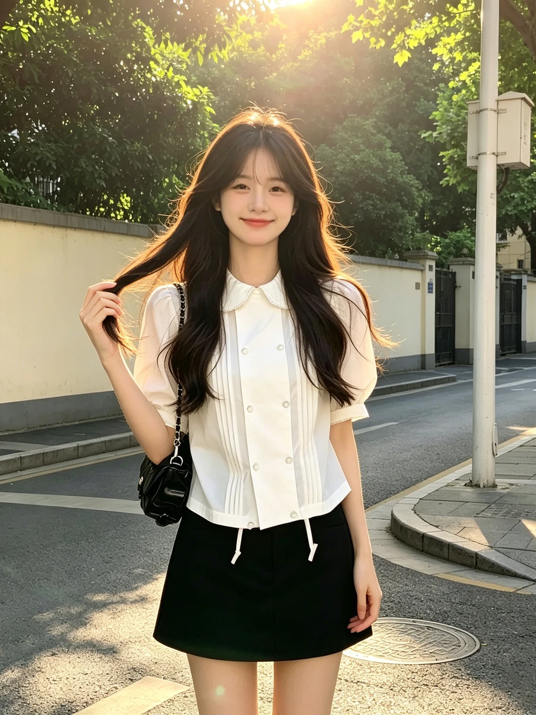 Sweet Short Bubble Sleeve Babydoll Collar Loose Fit Women's Shirt Korean Style Cotton Commute Wind Summer Slimming Top
