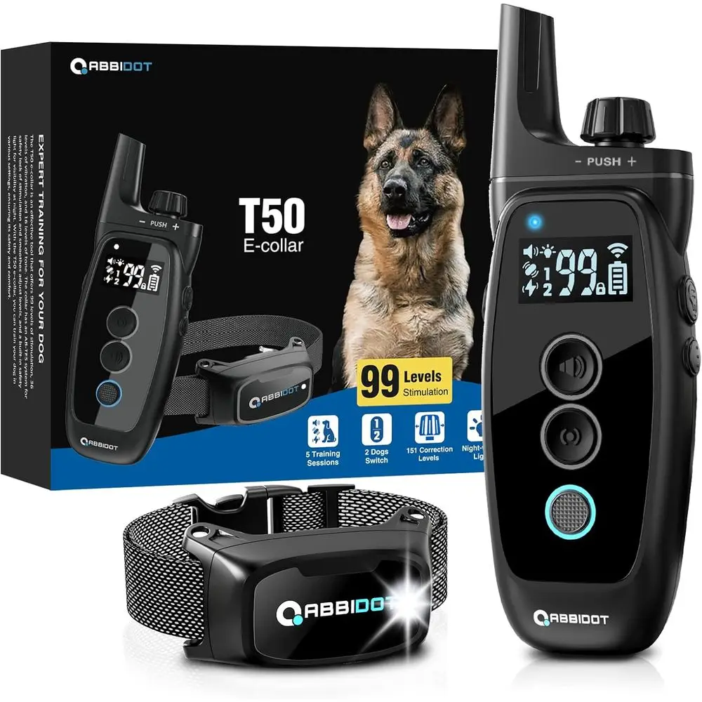

3500T Dog Training Collar with Remote, Waterproof, 4 Training Modes, Safety Lock, Night Vision Light, Rechargeable E-Collar for
