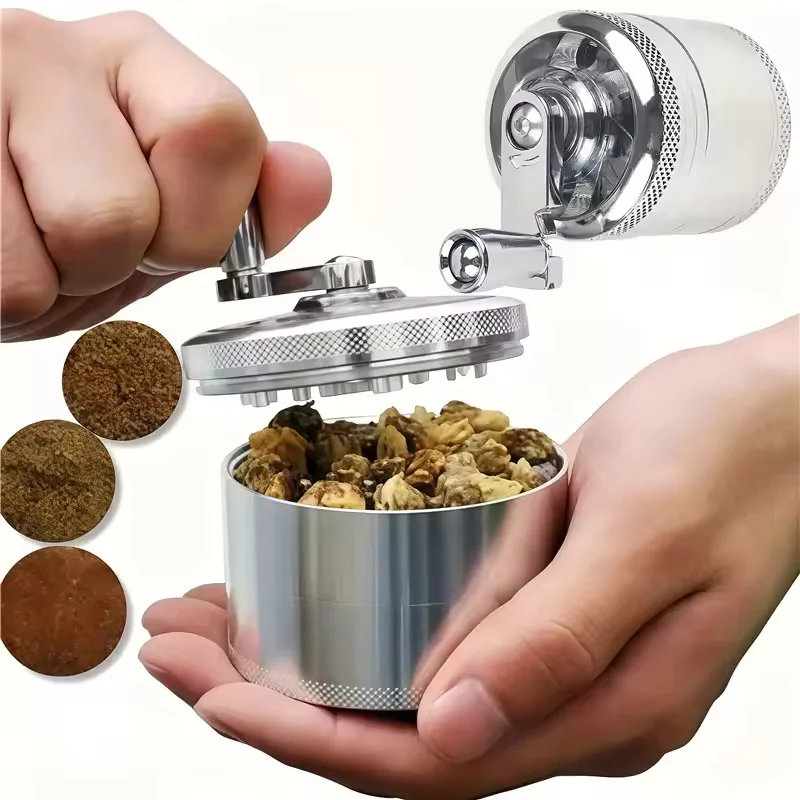 Hand Crank Tobacco Grinder Pollinator Manual Spice Mills 4 Layers Smoke Grass Crusher Muller Smoking Accessories 2026 new model