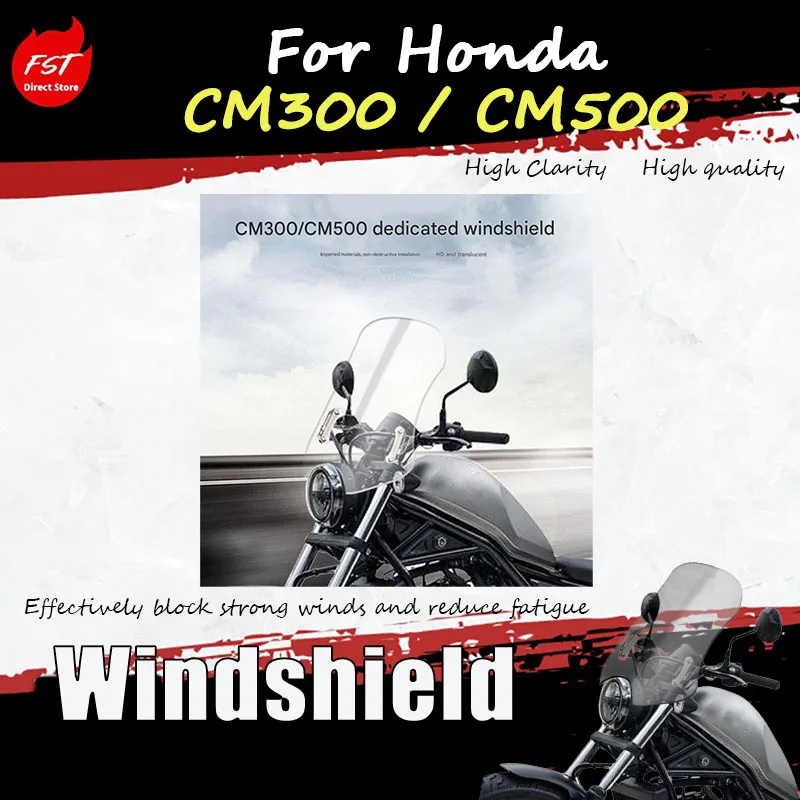 For Honda CM300 CM500 Rebel Motorcycle Windshield Windscreen Wind Deflector Protector Modified Accessories