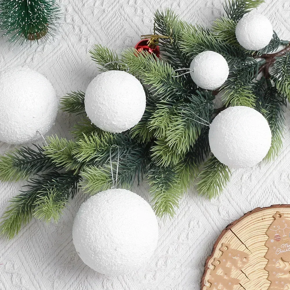 60/6PCS White Foam Snowball Christmas Tree Decorative Fake Snow Balls Indoor Hanging Pendant Kids Children Winter Party Supplies