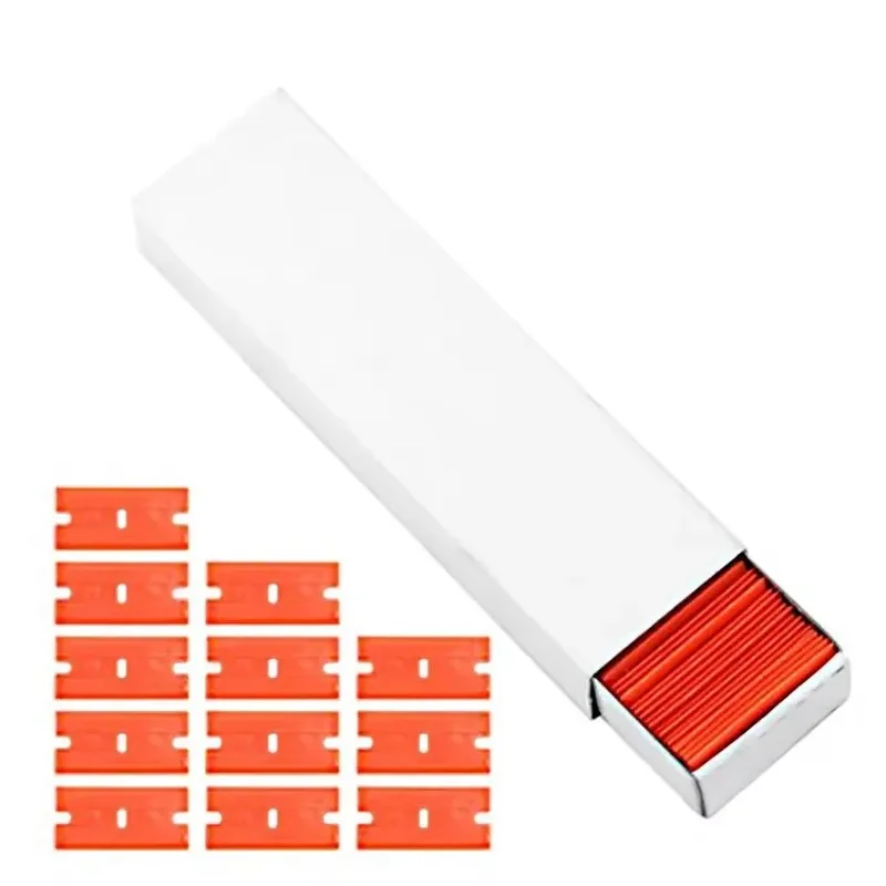 100 Pezzi Due Taglio di Plastica Lama di Rasoio Etichetta Pulita Rasoio Colla di Rimozione Finestra di Vetro Pulito Raschietto Auto Wrap Adesivo Seccatoio