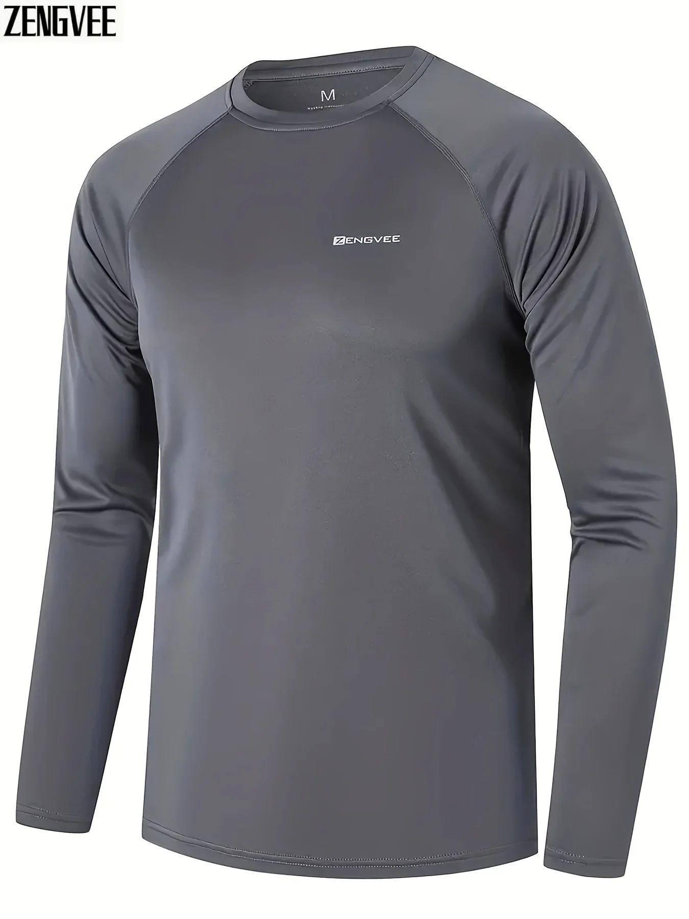 Mens Crew Neck Rash Guard Shirts - Quick-Drying Polyester, UPF Sun Protection, Slight Stretch for Comfortable Fit - Machine Wash