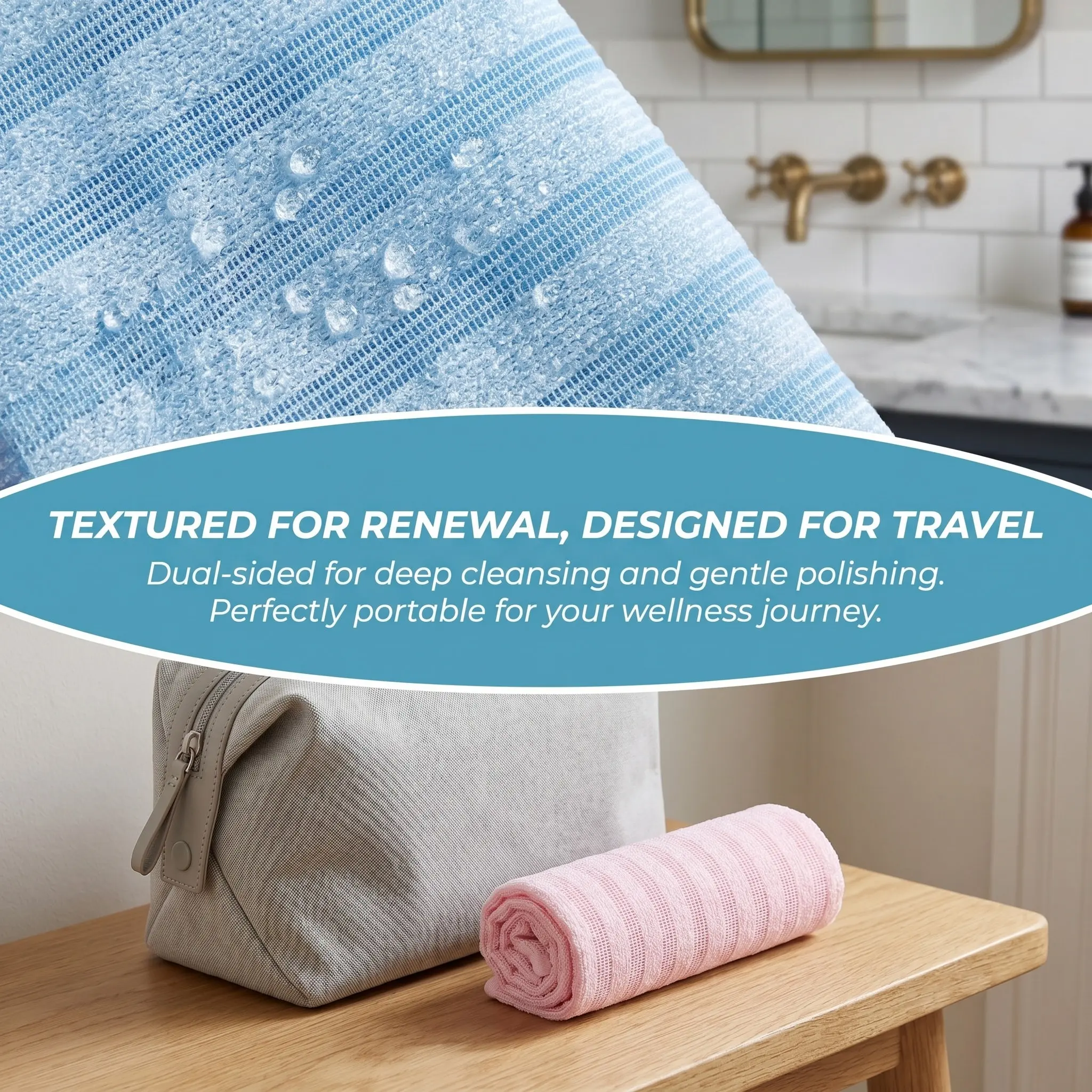 2Pcs Back Scrubber Long Strip Exfoliating Towel for Body Scrubbing Deep Cleansing Pores Bathing Massage Promotes Circulation