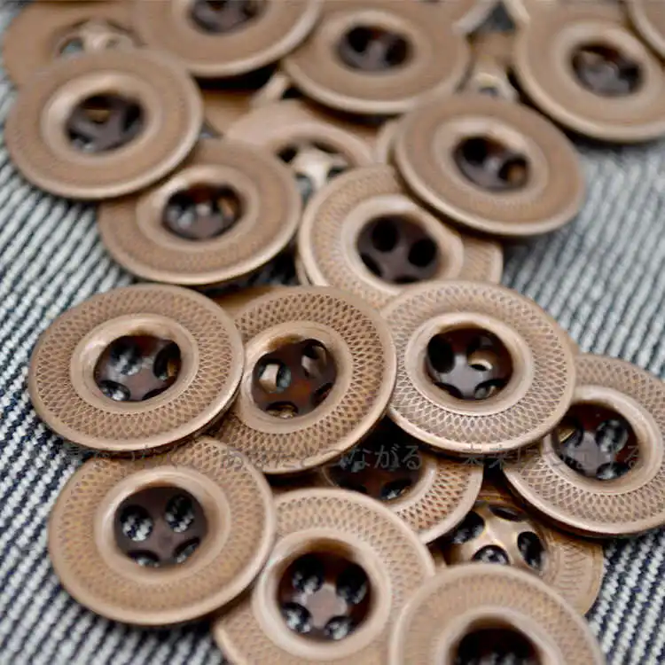 Japan Imported YKK Four-eye Hand-sewn Metal Buttons Copper Integrated Forming Shirt Jacket Retro Button 15pieces