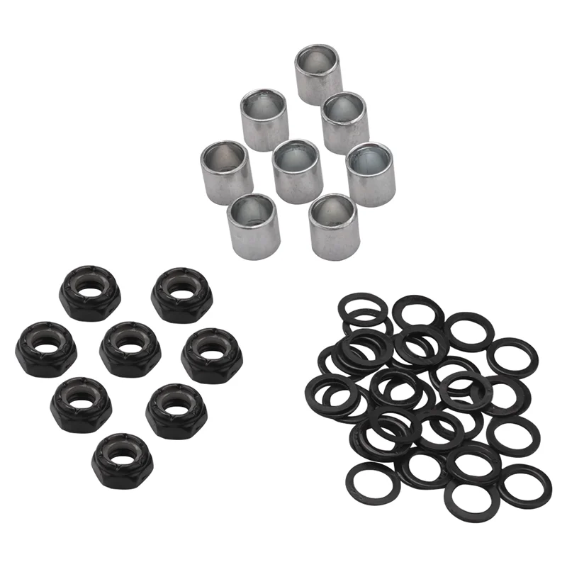 56 Pieces Skateboard Truck Hardware Kit Includes Spacers Axle Nuts and Speed Rings for Skateboard and Longboard