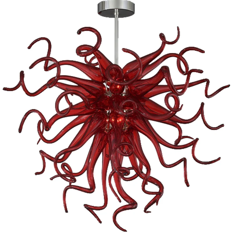 Hot Sale LED Red Glass Pendnat Lamp Small Cute Hand Blown Glass Chandelier Light Living Room Decor Light