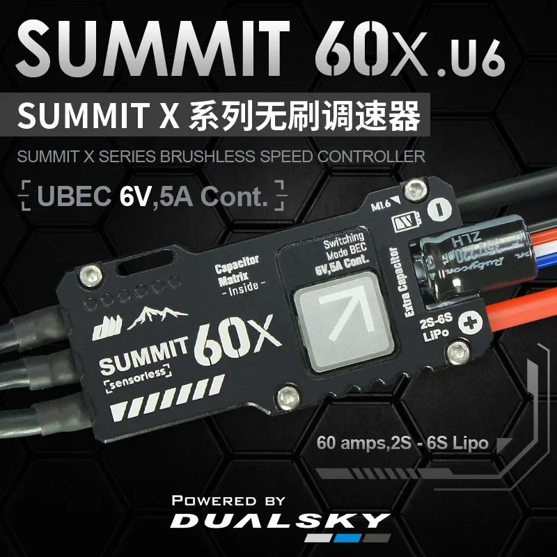 Brand New Dualsky SUMMIT 60X.U6  SUMMIT 60X.U8 2S-6S Electric Control WITH UBEC 6V/8V Fixed Wing Multi Rotor ESC