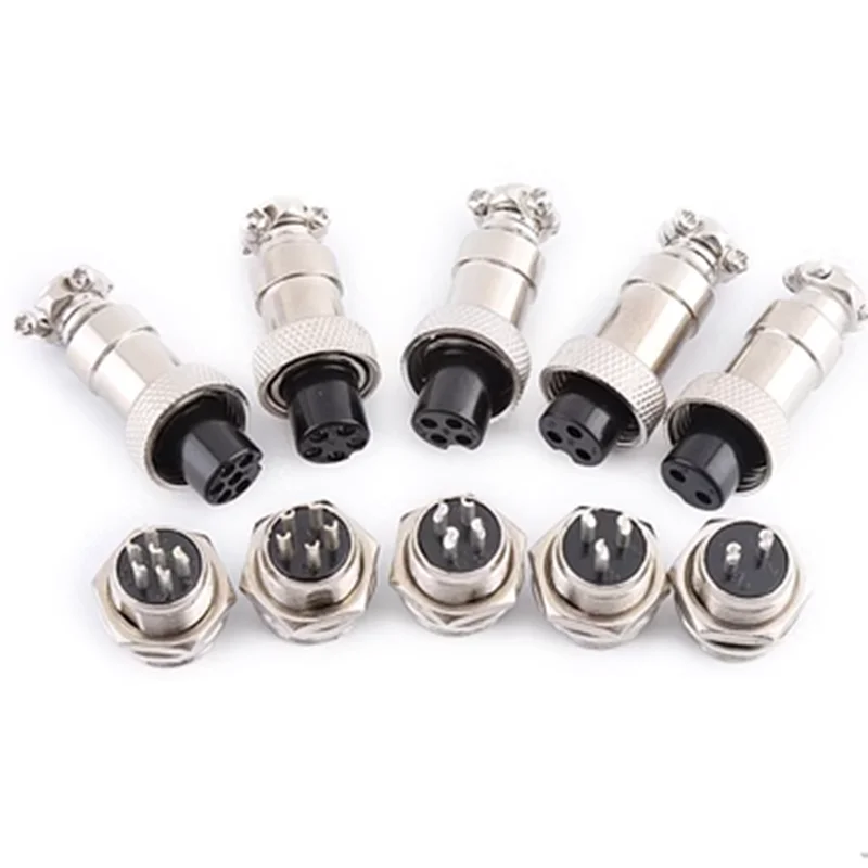 1Set GX12 2/3/4/5/6Pin Male + Female 12mm Docking Aviation Socket Plug Wire Panel Connector