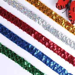 5Yards 15mm nastro di paillettes pizzo rifinitura tessuto Clother per vestiti vestito copricapo da sposa fai da te accessori per cucire