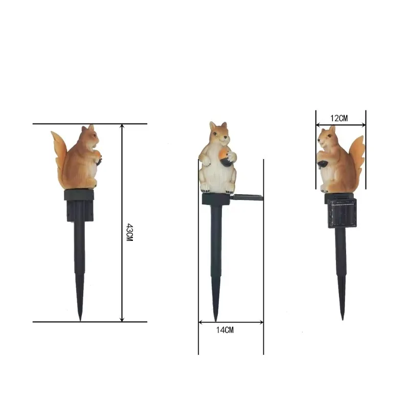 New Led Solar Squirrel Modeling Lamp Animal Plug-In Villa Garden Ground Plug Solar Lights for Garden Lawn Decoration