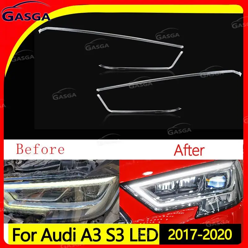 

Для Audi A3 S3 2017-2020 Новые светодиодные фары DRL Дневные ходовые огни Направляющая пластина Трубка StripNon Matrix Светодиодные фары DRL Ремонт