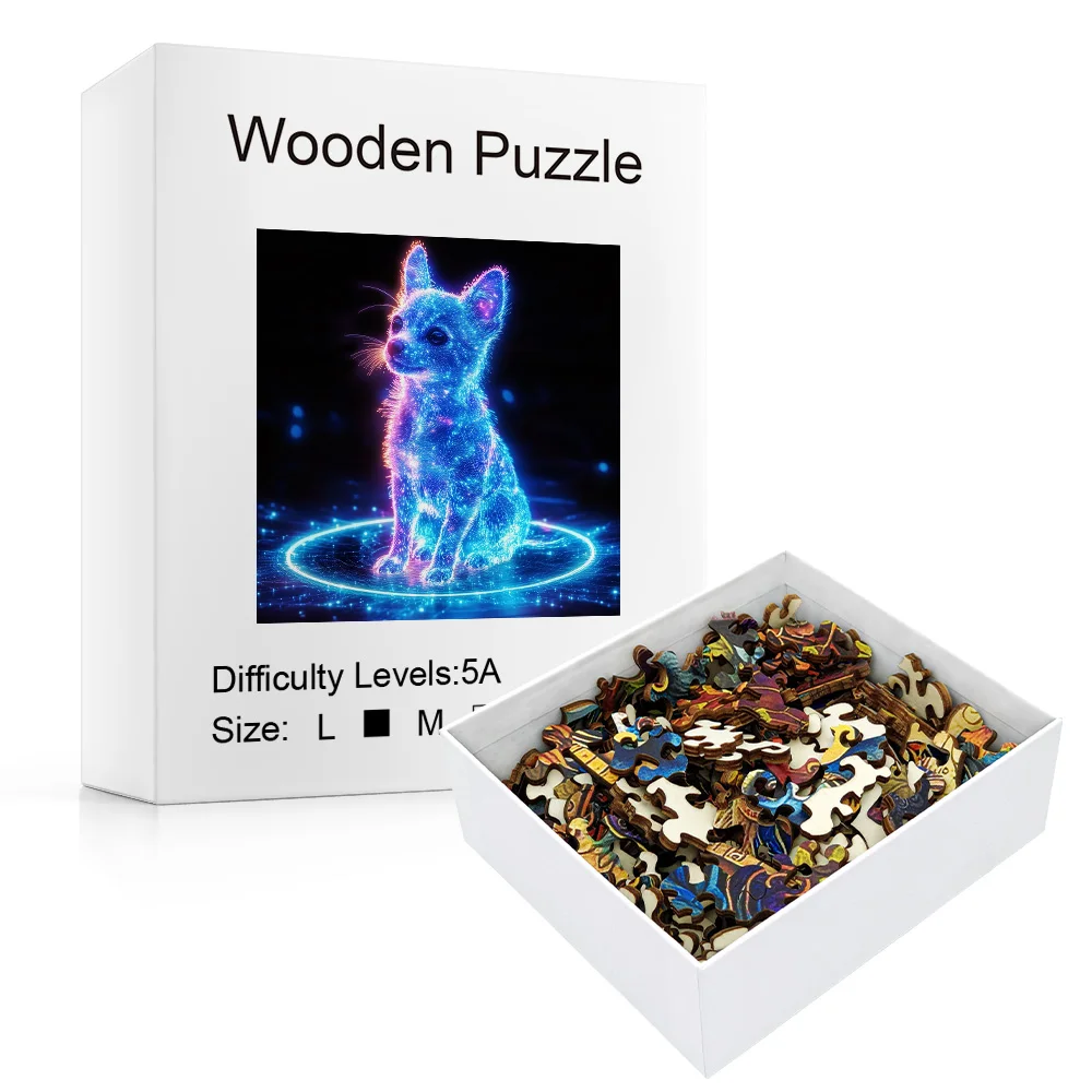 Puzzle in legno di alta qualità: adorabili forme di animali irregolari a tema cucciolo e alieno – Arte decorativa, gioco da tavolo e Uni