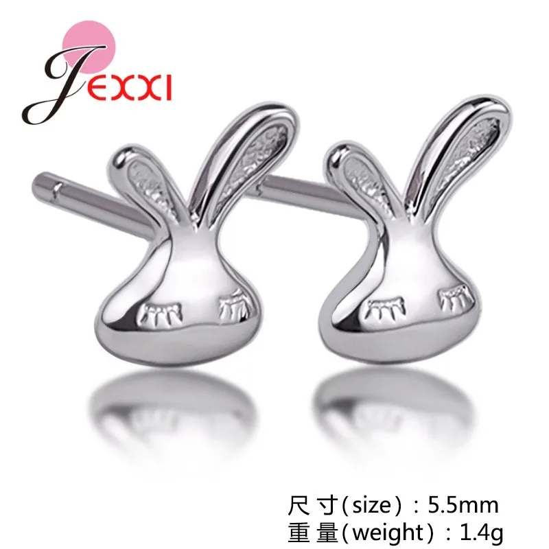 High Quality 925 Sterling Silver Rabbit Head Stud Earrings for Girls Lovely Minnie Animal Earrings Jewelry Gift