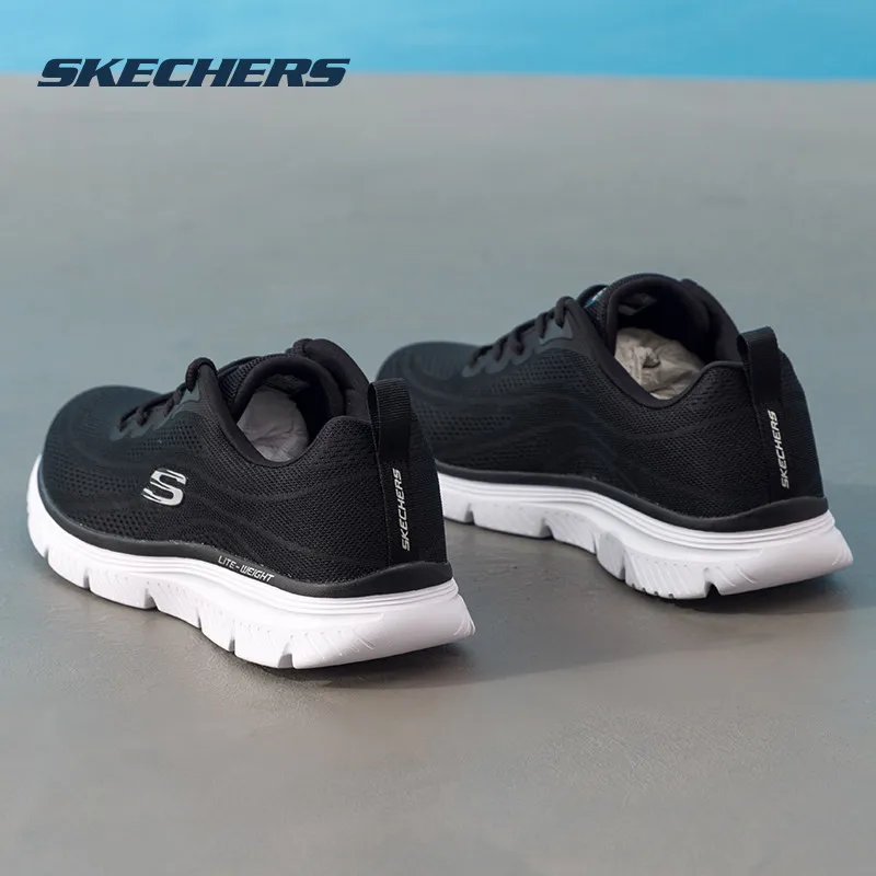 Skechers Men Running Sneakers 8790345‑Bkw Black White Mesh Breathable Cushioned Sports Walking Shoes