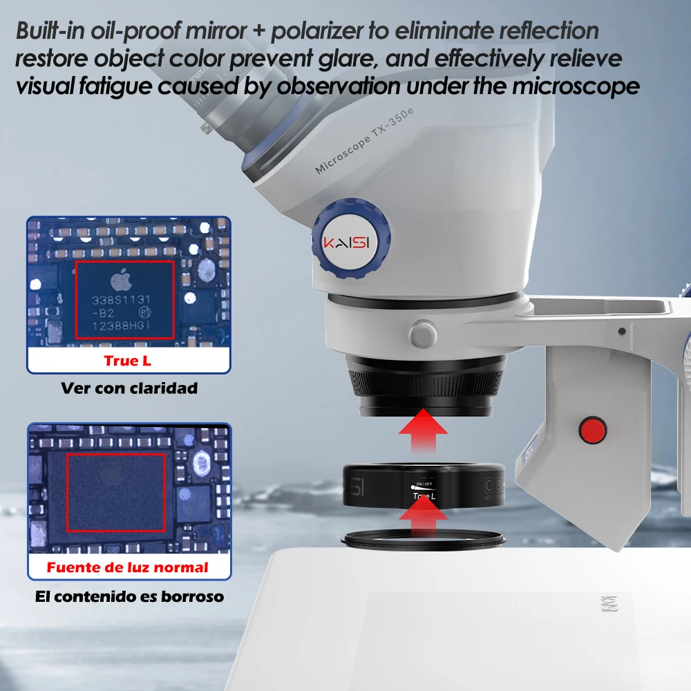 KAISI TX-350e V1.3 Trinocular Microscope Kit 4K 1080P HDMI USB Video Camera 3.5X-90X Continuous Zoom Stereo Microscope 0.5 CTV